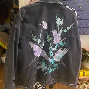 Vintage Oversized Free People denim jacket with stunning embroidery
